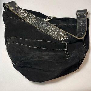 Tylie Malibu Black Suede Leather Shoulder Bag